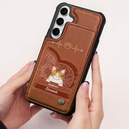 Pet Lovers,Dog Lovers,Cat Lovers - Cute Dogs And Cats Aesthetic Pattern - Personalized Leather Flip Wallet Phone Case
