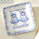 Halloween,Gift For Bestie,Old Best friends,Happy - Cute Ghost Bestie Friends Until We Die Toile De Jouy Pattern - Personalized Ring Dish