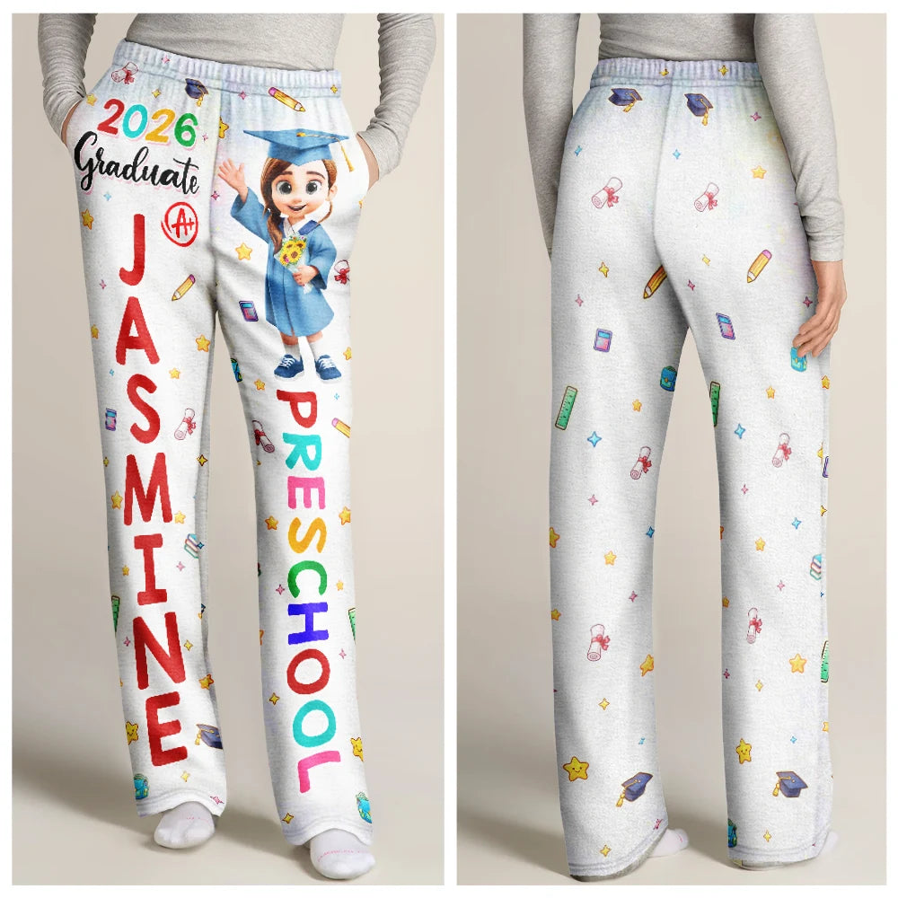 Graduation,Gift For Grandkids,Gift For Kids,Happy - Cute Graduation Kid Kindergarten Preschool - Personalized Pajama Pants
