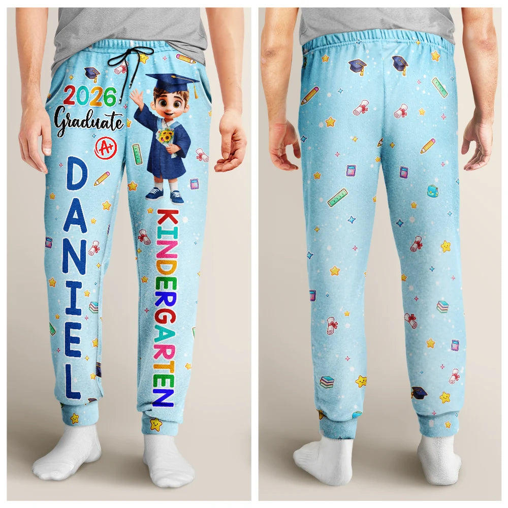 Graduation,Gift For Grandkids,Gift For Kids,Happy - Cute Graduation Kid Kindergarten Preschool - Personalized Pajama Pants