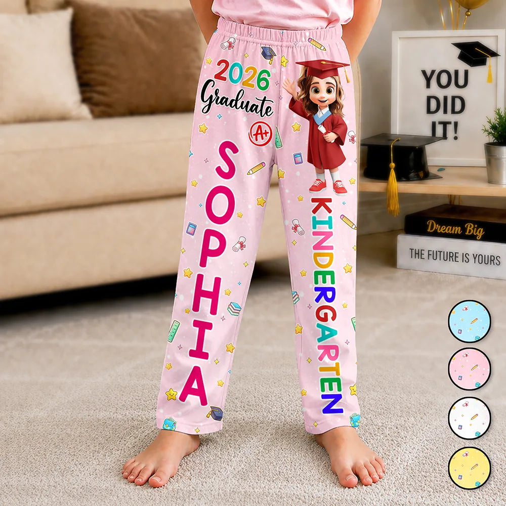 Cute Graduation Kid Kindergarten Preschool - Personalized Pajama Pants