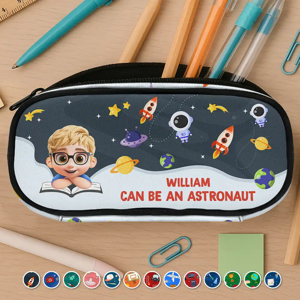 Gift For Kids, Back To School - Cute Kid Can Be Doctor Teacher Firefighter Astronaut - Personalized Pencil Case