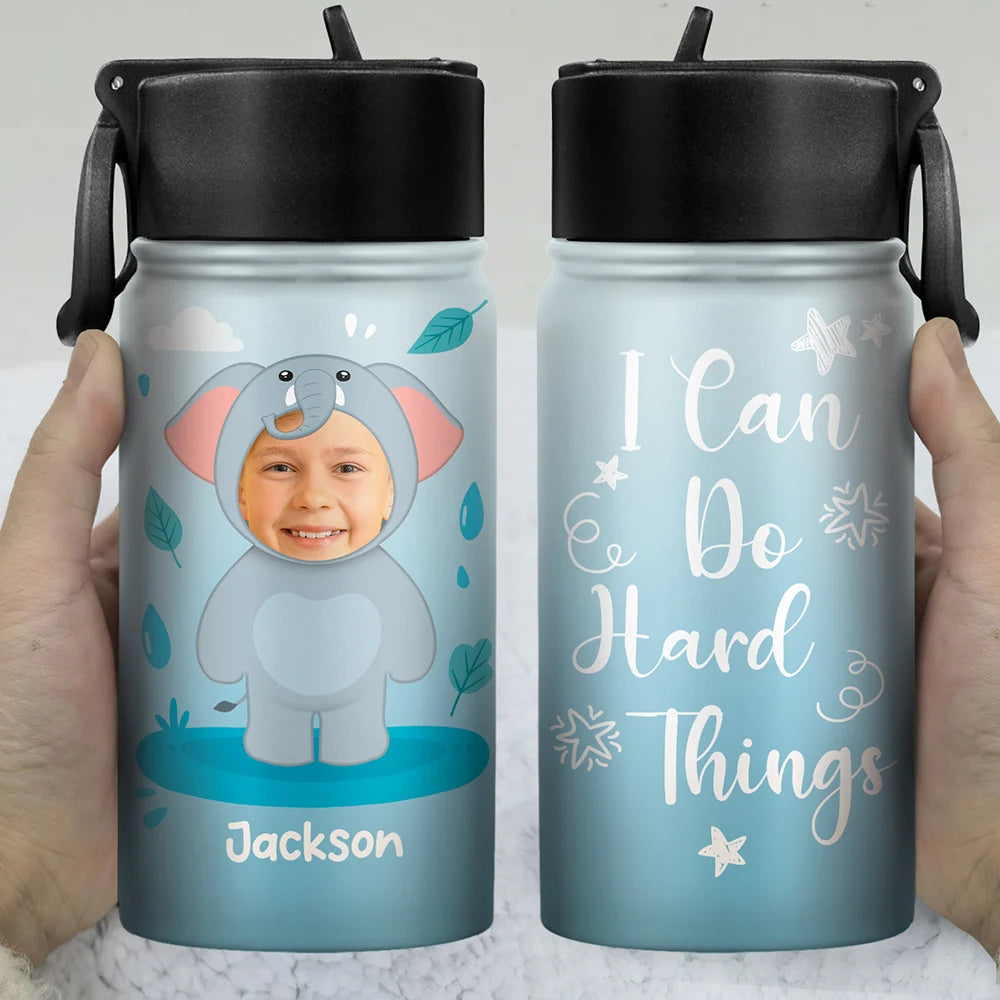 Gift For Kids, Back To School - Custom Photo Cute Kid Cosplay Animal - Personalized Kids Water Bottle