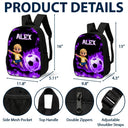 Adorable,Back To School,Football (Soccer),Gift For Kids,Vector - Cute Kid Soccer With Neon Flames - Personalized Kids Backpack