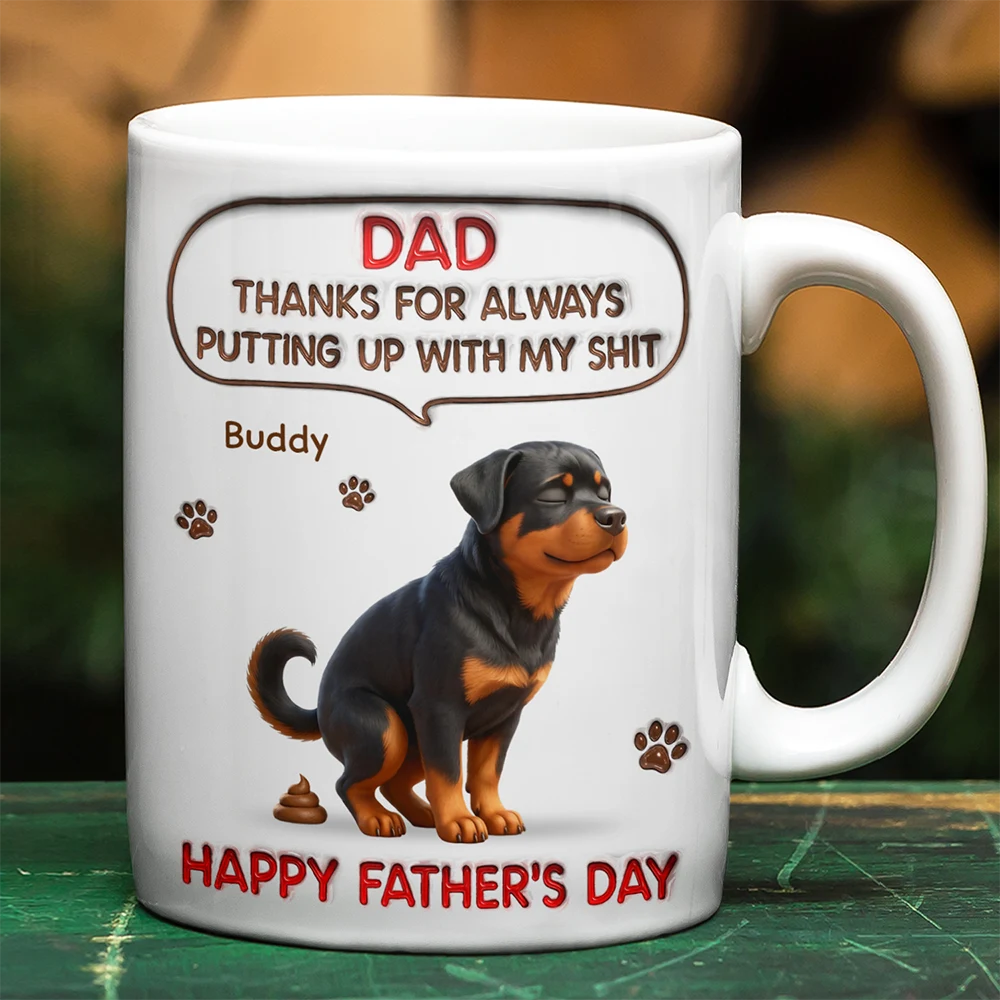3D Inflated Effect Dog Cat Thanks For Always Putting Up - Personalized White Edge-to-Edge Mug