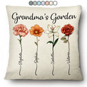 Gift For Grandma, Gift For Women, Gift For Mother - Grandma's Garden Birth Flower - Personalized Pillow
