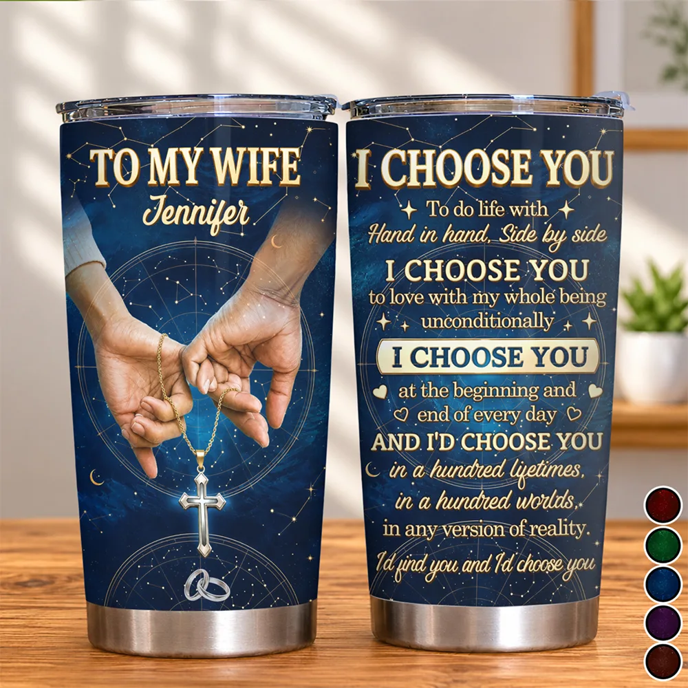 Top Market,Christian,Romantic,Gift For Couples,Vector - Couples I Choose You - Personalized Tumbler