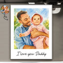 Gift For Husband,Gift For Yourself,Gift For Men,Gift For Father,Gift For Grandpa,Non-Eng,Photo - Watercolor (with BG),Cozy - Custom Photo Watercolor Painting I Love You Daddy Grandpa Pet Dad - Personalized Custom Shaped Acrylic Car Visor Clip
