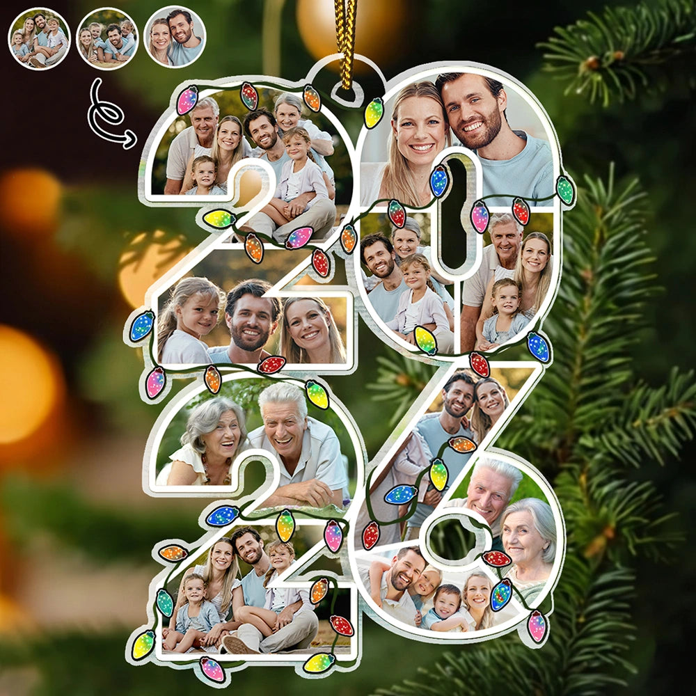 Custom Photo What A Year - Personalized Custom Shaped Acrylic Ornament