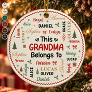 Christmas,Custom Text,Gift For Grandma,Gifts For Her,Happy - Christmas Gift For Grandma Nana - Personalized Kids Names Ceramic Ornament