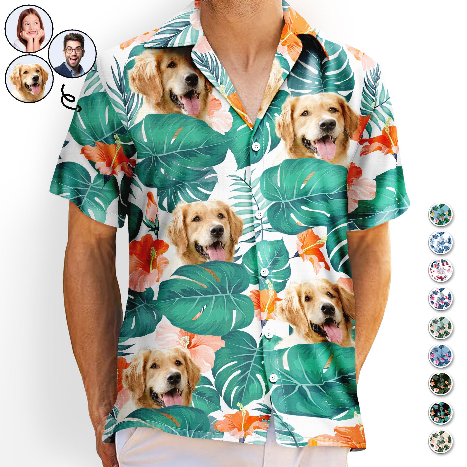 Custom Photo Funny Family Pet Face - Gift For Men, Dog And Cat Lovers - Personalized Custom Hawaiian Shirt