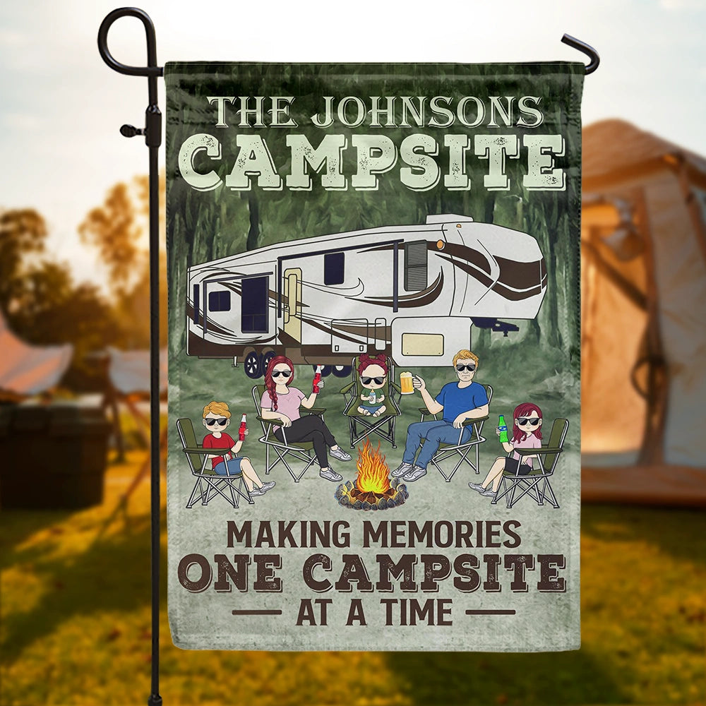 Making Memories One Campsite At A Time Camping Family - Backyard Sign - Personalized Custom Flag