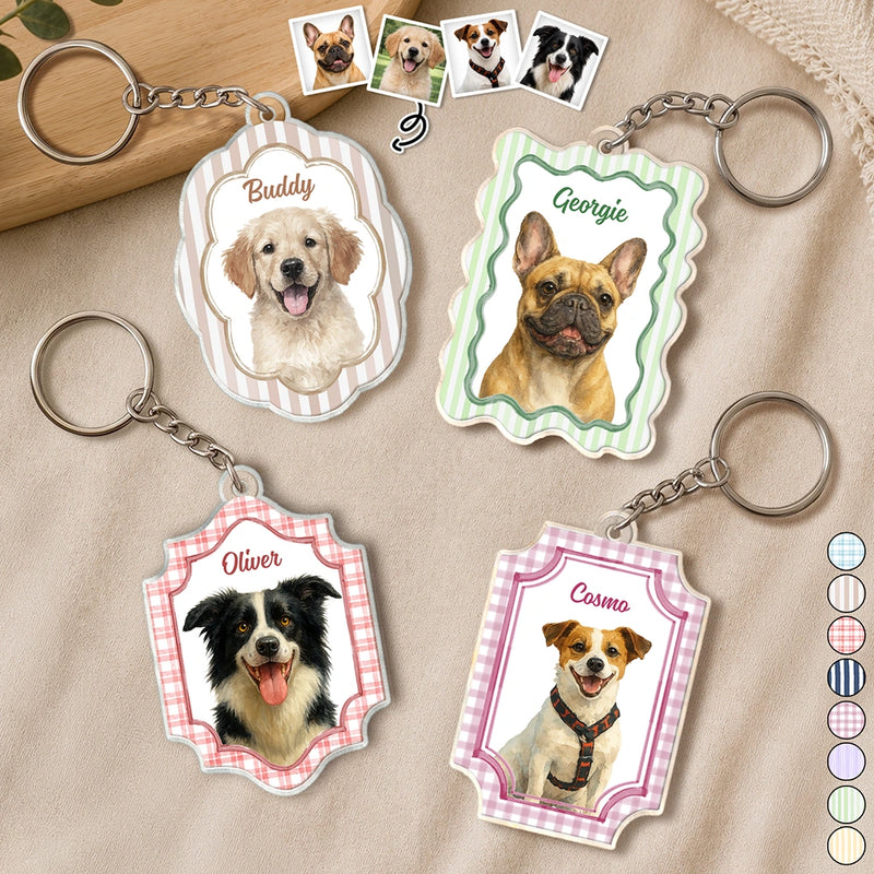 Pet Couple, Art Design, Playful, Pet Lovers, Gift For Couples, Photo - Watercolor - Remove BG - Custom Photo Realistic Watercolor Art Dog Cat Pet Baby Portrait Vintage - Personalized Acrylic Keychain