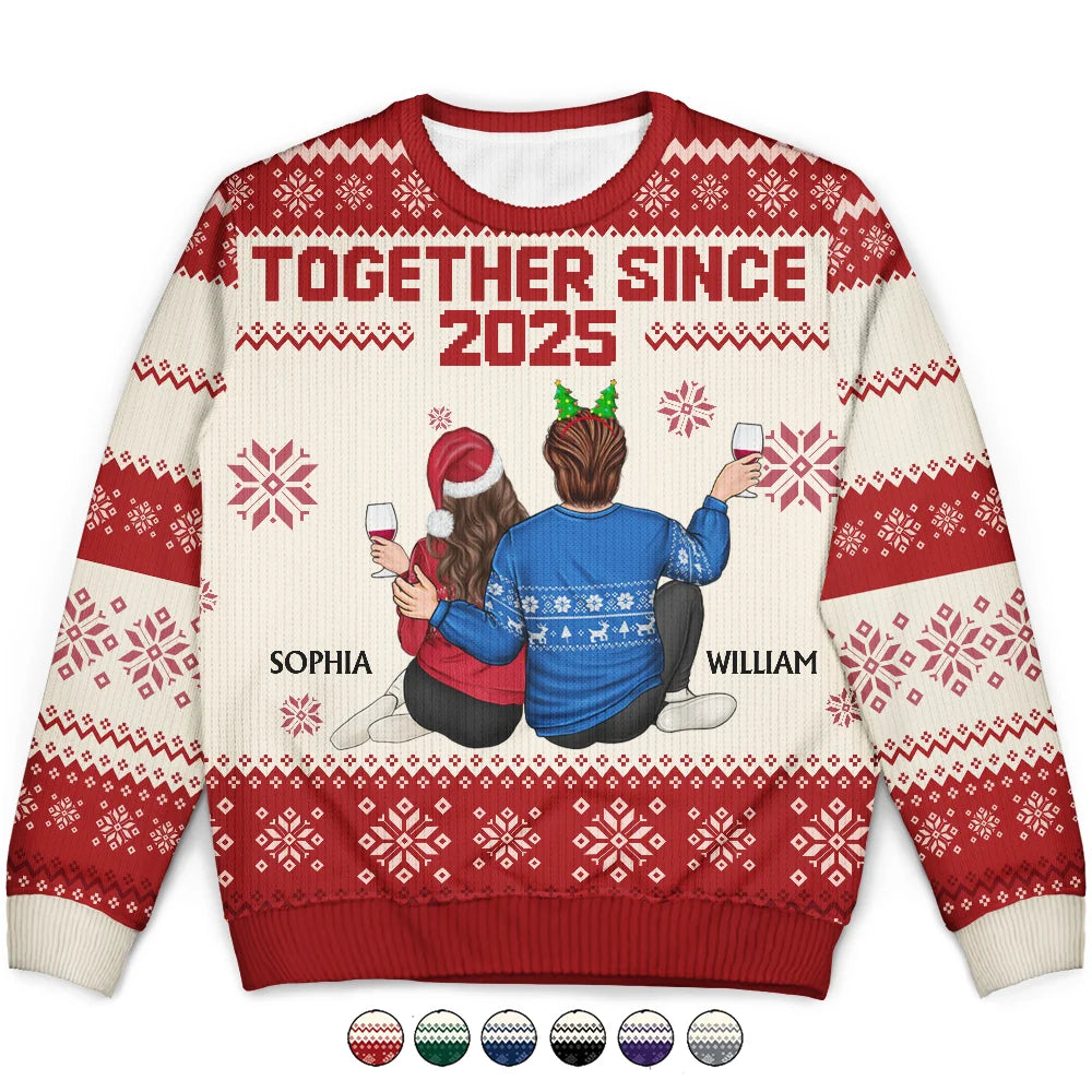 Together Since - Christmas Gift For Couples, Husband, Wife - Personalized Unisex Ugly Sweater