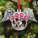 Pet Lovers,Custom Photo,Christmas,Sad - Custom Photo You Left A Paw Print On My Heart Printed Gemstones - Personalized Metal Ornament