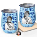 Graduation,Happy,Photo,Proud - Custom Photo Senior Vintage Portrait - Personalized Wine Tumbler