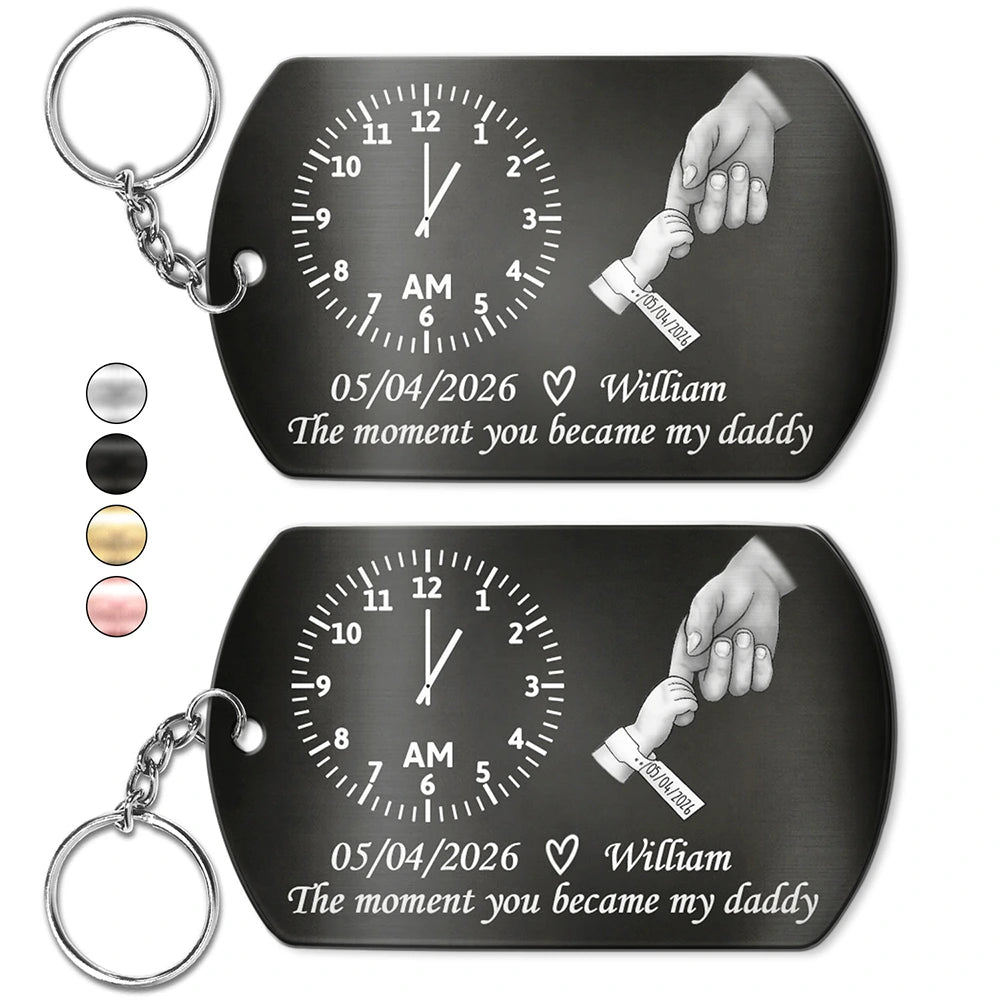 The Moment You Became My Dad - Personalized Aluminum Keychain