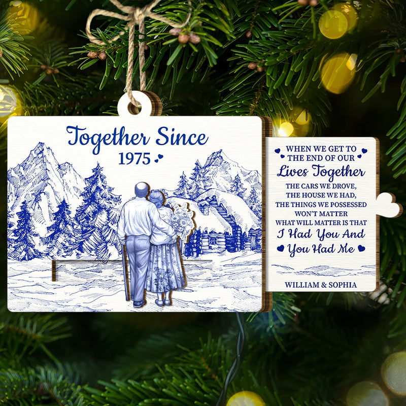 Gift For Couples,Old Couples,Christmas,Love - Couple Together When We Get To The End - Personalized Wooden Slide Ornament