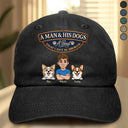 Pet Lovers,Pet Mom,Pet Dad,Dog Lovers,Dog Mom,Dog Dad,Cat Lovers,Cat Mom,Cat Dad,Gift For Women,Gift For Men,Happy,Top Market,Top Market,Vector - Retro Style A Man And His Dog Cat A Bond That Can't Be Broken - Personalized Vintage Washed Denim Cap