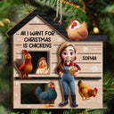 Christmas,Farm,Gift For Yourself,Happy - All I Want for Christmas Is Chickens - Personalized 2-Layered Wooden Ornament