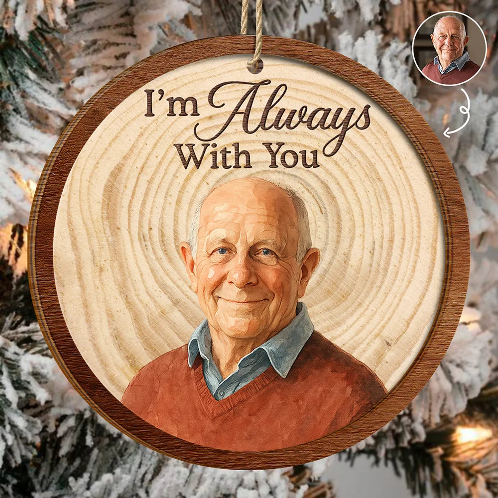 Custom Photo Realistic Watercolor Art Memorial Family Parents Sibling - Personalized 2-Layered Wooden Ornament