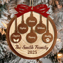 Family,Gift For Sibling,Gift For Sisters,Gift For Brothers,Love,Christmas,Pet Lovers - Happy Family Merry Christmas - Personalized 2-Layered Wooden Ornament