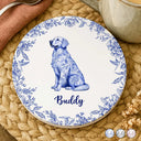 Dog Lovers,Pet Lovers,Cat Lovers,Happy - Chinoiserie Toile Dog Cat - Personalized Ceramic Coaster