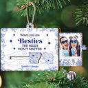 Gift For Bestie,Gift For Sisters,Love,Christmas - Custom Photo Bestie Long Distance The Miles Don't Matter - Personalized Wooden Slide Ornament