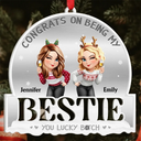 Gift For Bestie,Christmas,Funny - Congrats On Being My Bestie 3D Effect - Personalized Metal Ornament