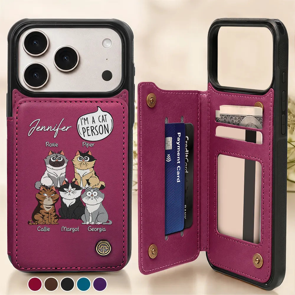 Dog Lovers, Dog Mom, Dog Dad - I'm A Cat Person - Personalized Leather Flip Wallet Phone Case