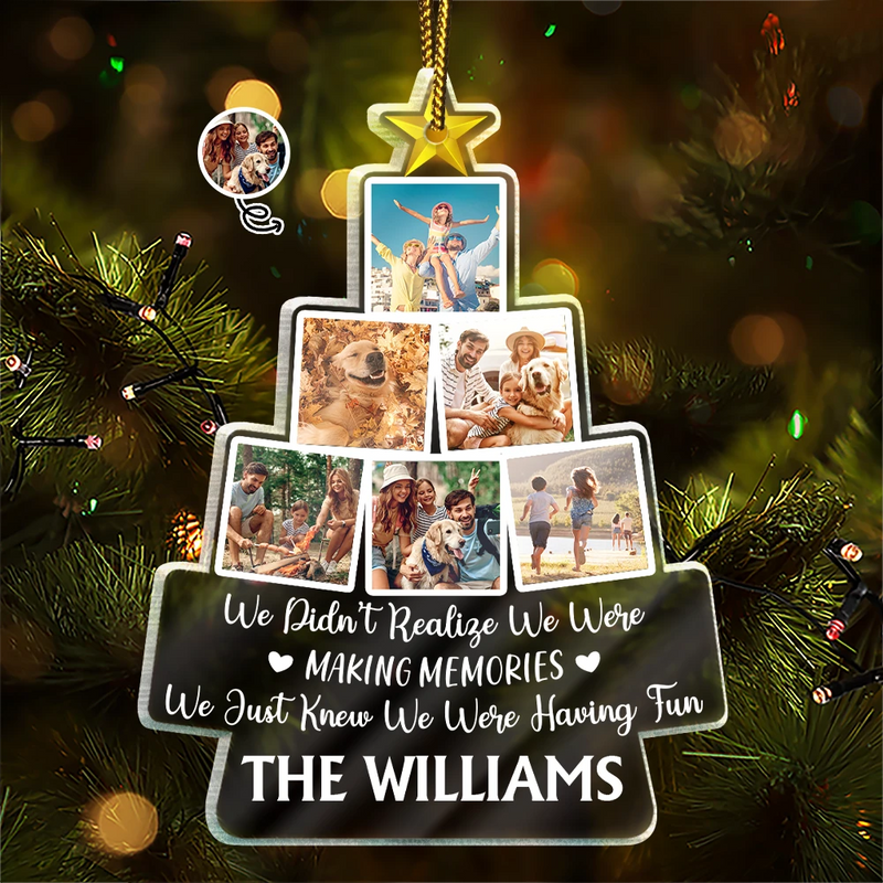 Gift For Bestie,Christmas,Love,Family - Custom Photo Bestie Family We Just Knew We Were Having Fun - Personalized Custom Shaped Acrylic Ornament