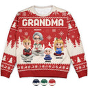 Gift For Grandma,Gift For Mother,Gift For Wife,Happy,Christma - Grandma Nana Mimi Grandkid 3D Effect - Personalized Unisex Ugly Sweater