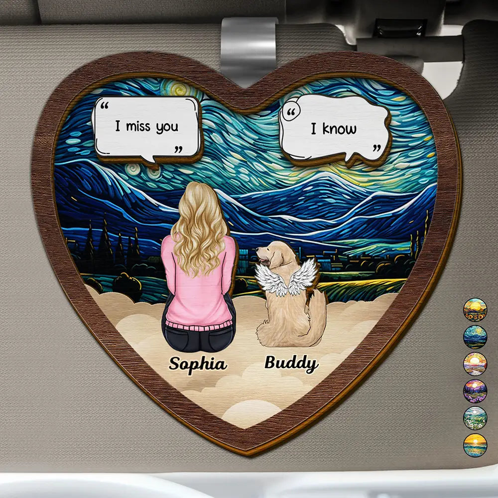 Pet Lovers, Cat Lovers, Dog Lovers, Dog Dad, Dog Mom - I Miss You Memorial Dog Cat - Personalized Custom Shaped Car Visor Clip