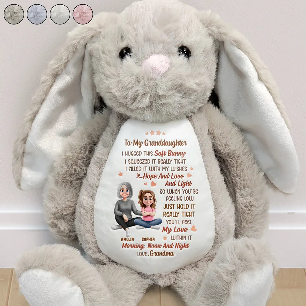 I Filled It With My Wishes Grandmother Granddaughter 3D Effect - Personalized Soft Toy Bunny