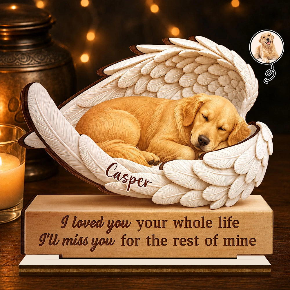 Art Design, Healing, Pet Memorial, Pet Lovers, Memorial, Photo - Sleeping Dog Cat Baby - Custom Photo Sleeping Angel If Love Alone Could Have Kept You Here Dog Cat Remembrance - Personalized Custom Shaped Wooden Plaque