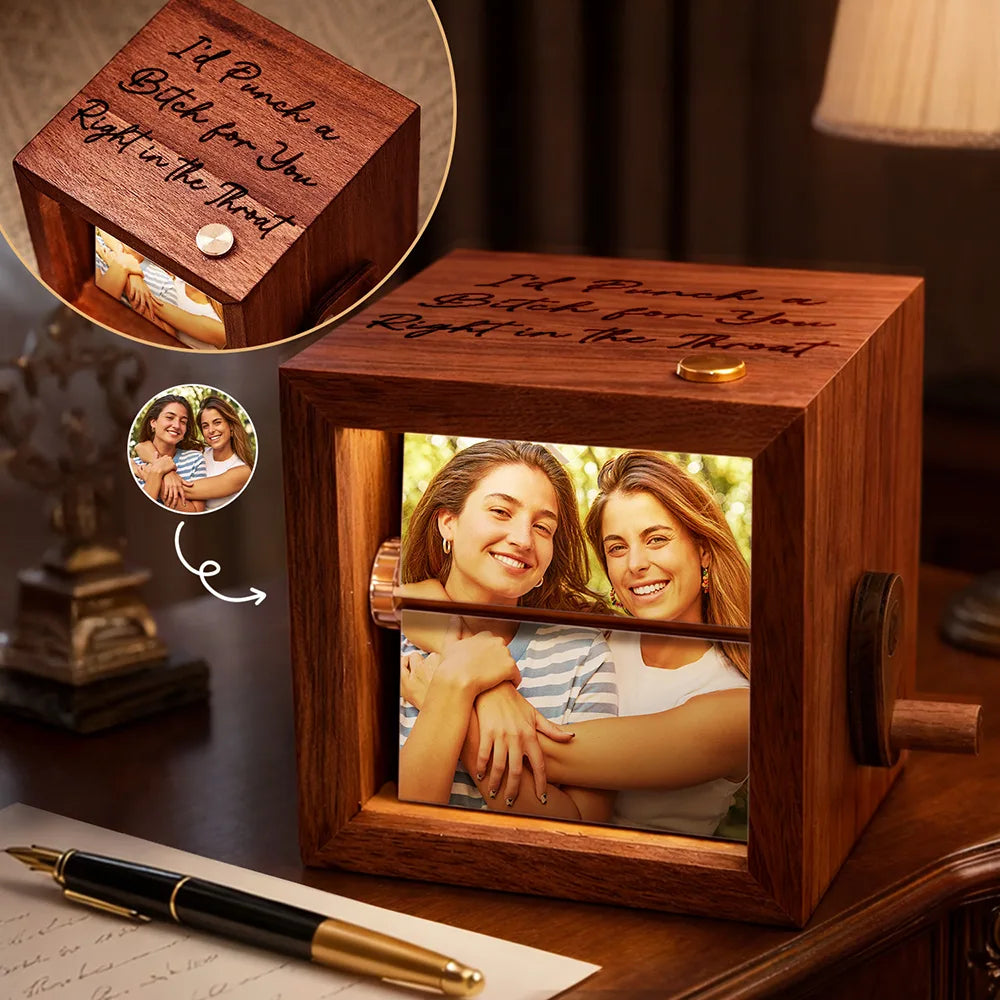 Gift For Bestie, Old Best friends, Gift For Sisters, Funny, Gifts For Colleagues - Custom Photo Right In The Throat Bestie Sister - Personalized Flipbook Frame Animation Machine