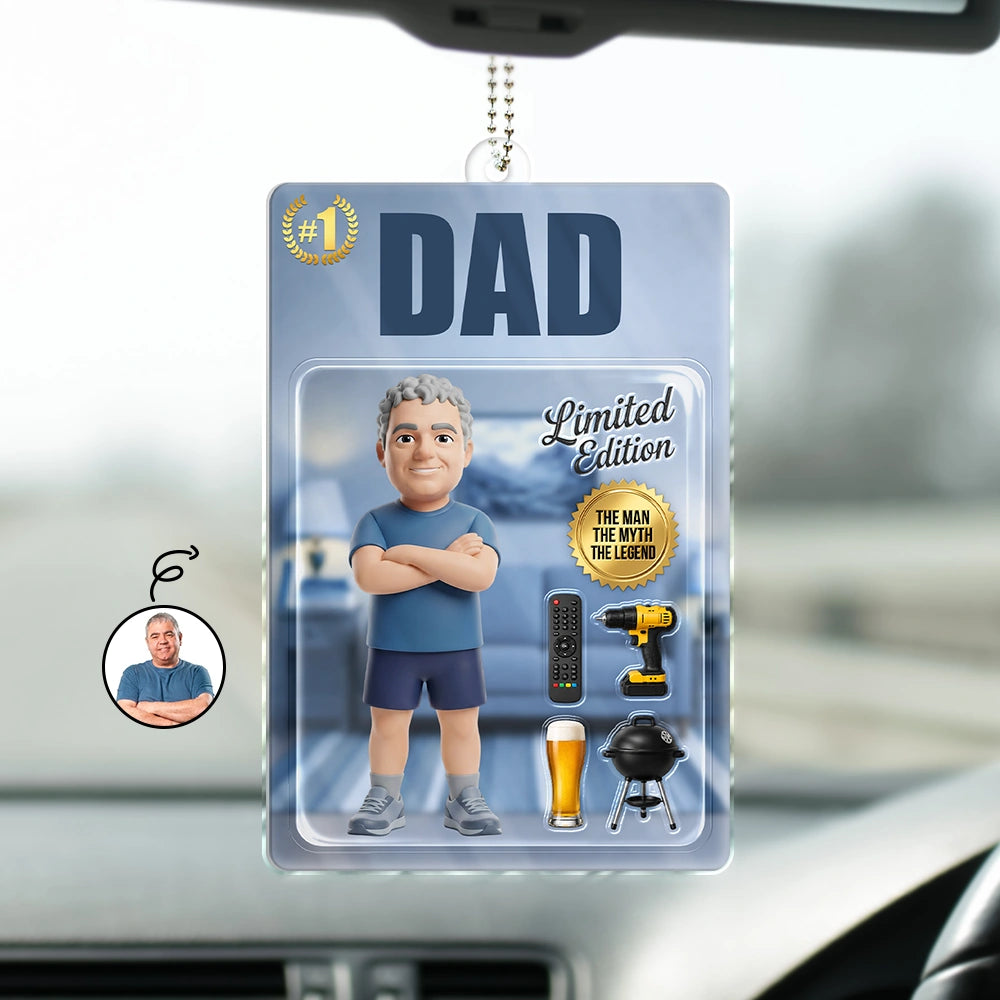 Custom Photo Toybox Figure Dad Grandpa Limited Edition - Personalized Acrylic Car Hanger