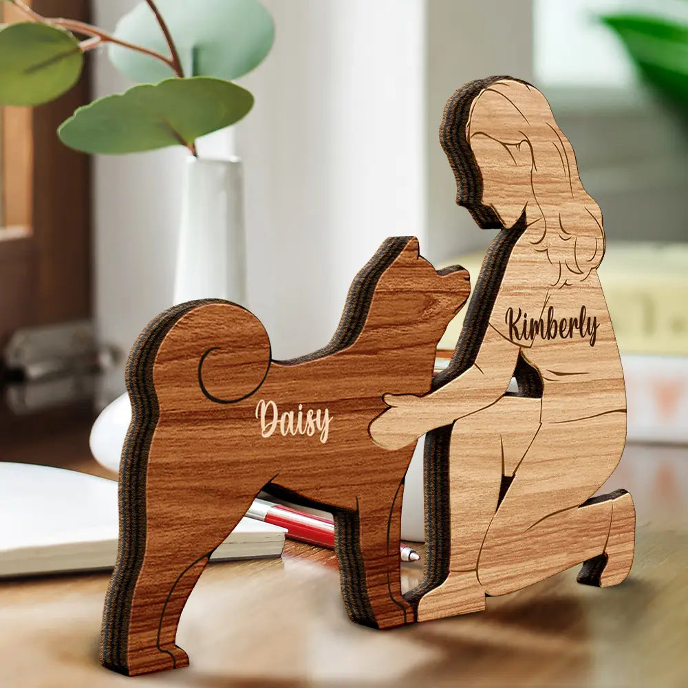 Dog Mom,Dog Lovers,Happy - A Girl And Her Dog A Bond That Can't Be Broken - Personalized Wooden Dog Sculpture
