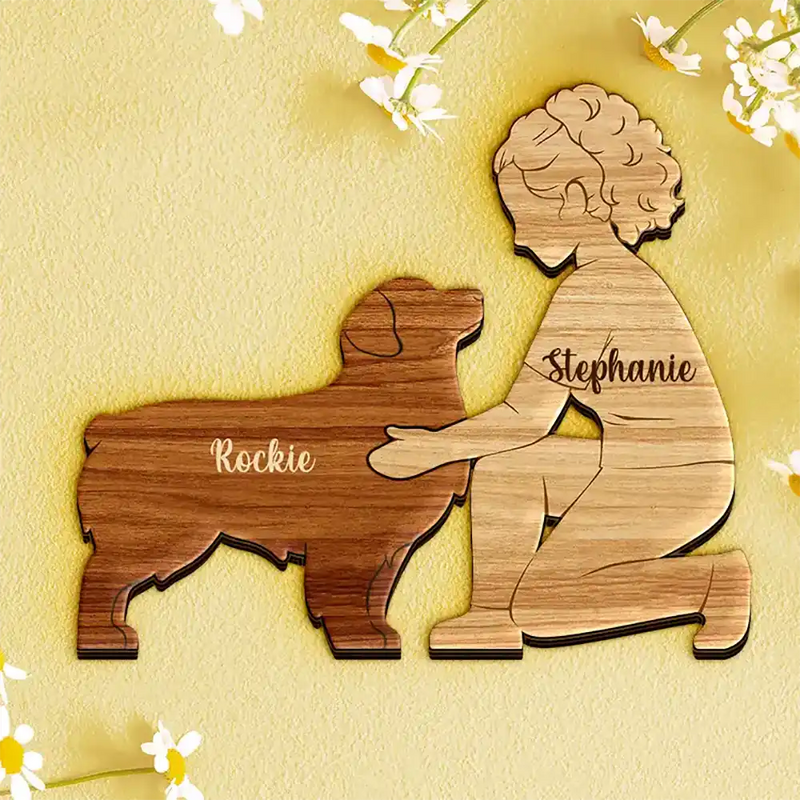 Dog Mom,Dog Lovers,Happy - A Girl And Her Dog A Bond That Can't Be Broken - Personalized Wooden Dog Sculpture