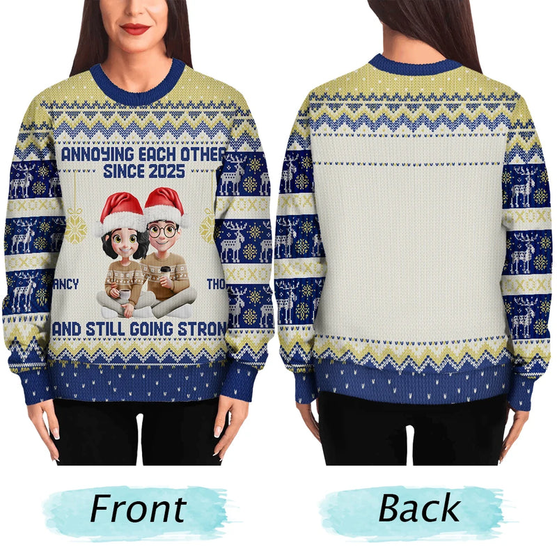 Gift For Couples,Funny,Christmas - Annoying Each Other Since Year 3D Effect Couple - Personalized Unisex Ugly Sweater