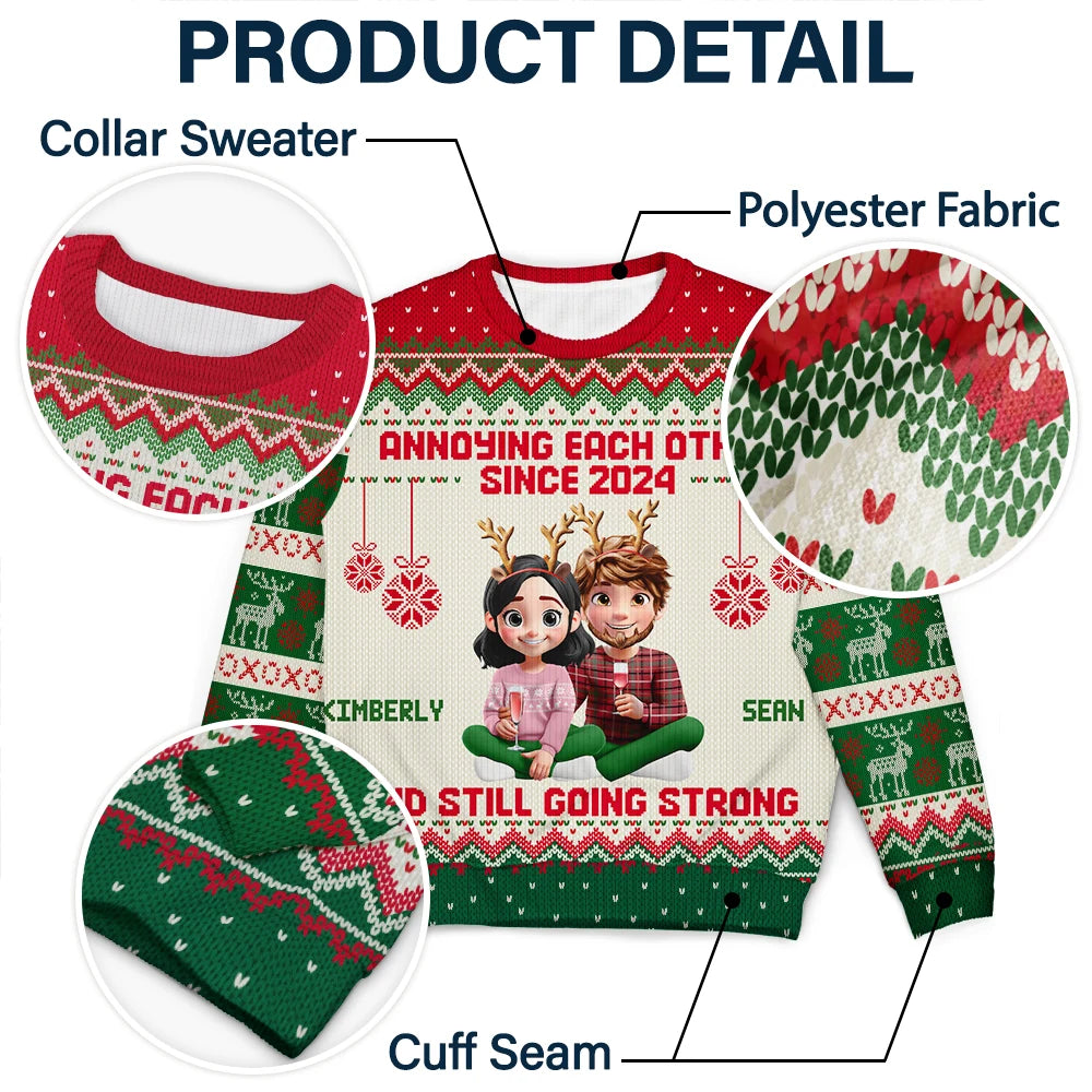 Gift For Couples,Funny,Christmas - Annoying Each Other Since Year 3D Effect Couple - Personalized Unisex Ugly Sweater