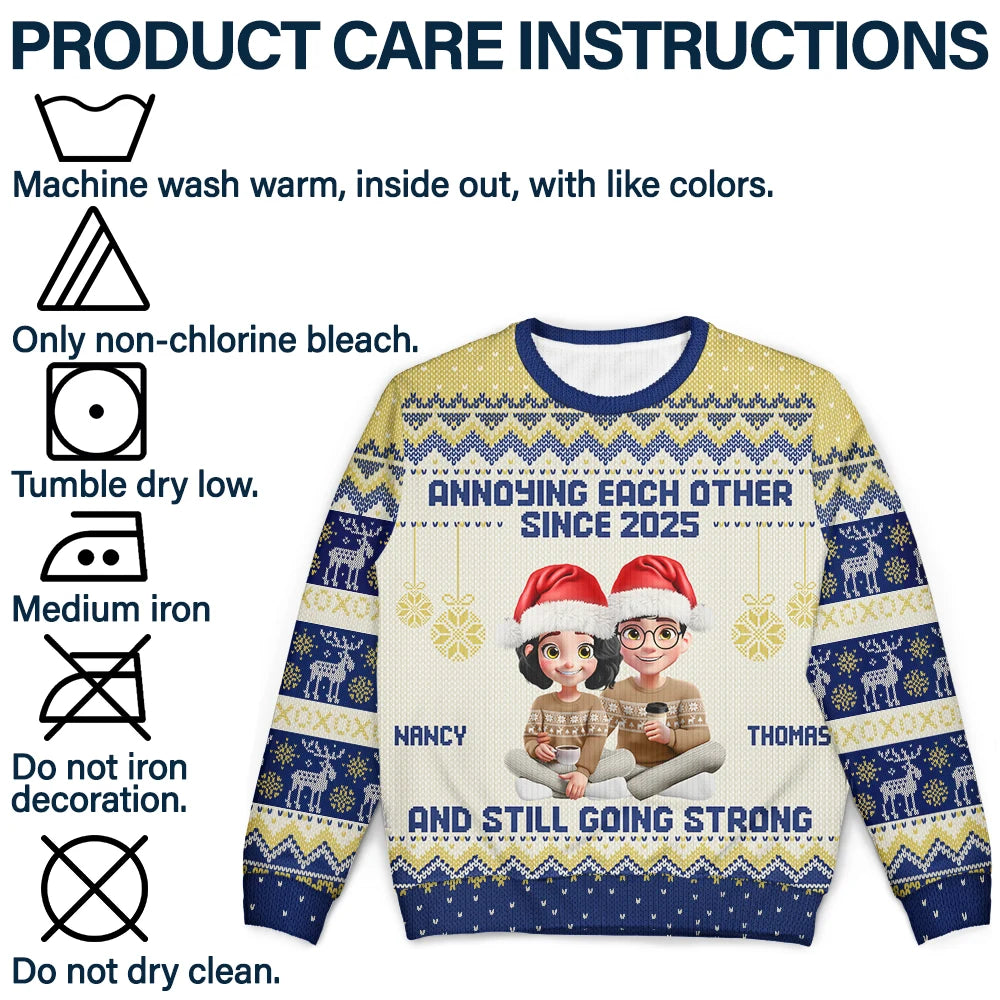 Gift For Couples,Funny,Christmas - Annoying Each Other Since Year 3D Effect Couple - Personalized Unisex Ugly Sweater