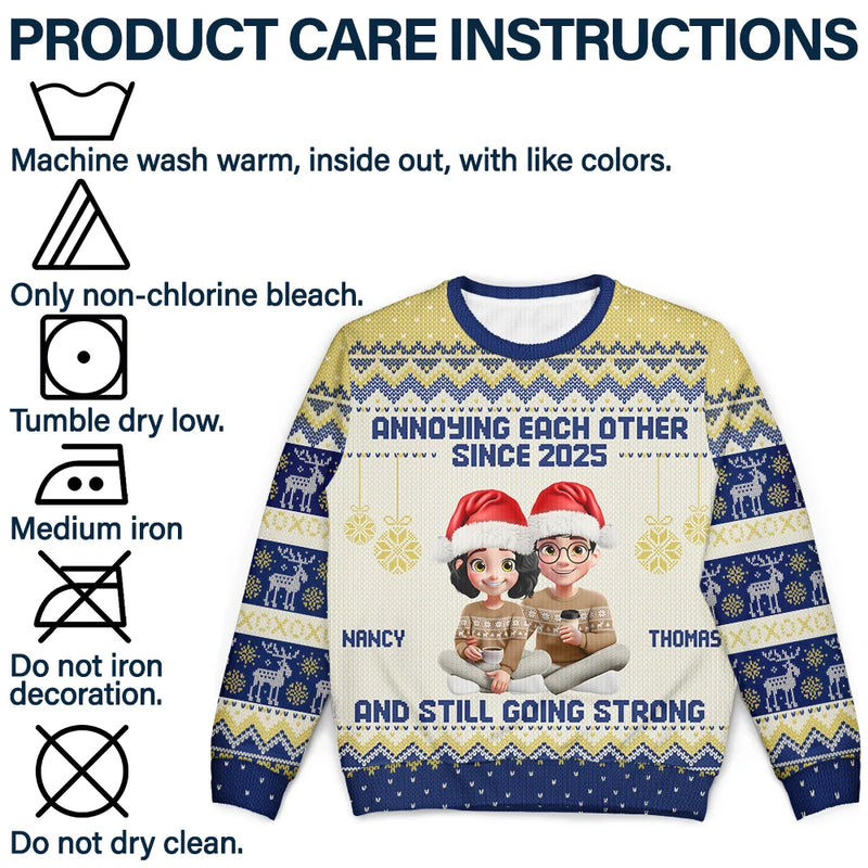 Gift For Couples,Funny,Christmas - Annoying Each Other Since Year 3D Effect Couple - Personalized Unisex Ugly Sweater