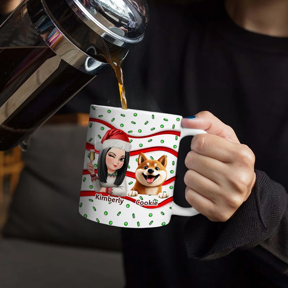 Dog Lovers,Dog Mom,Funny - Dog Walker In Home Pet Care Funny - 3D Inflated Effect Printed Mug, Personalized White Edge-to-Edge Mug