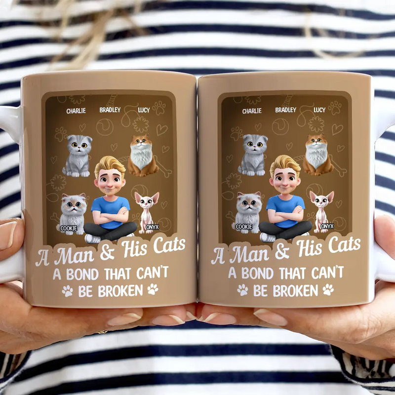 Cat Lovers,Cat Mom,Cat Dad,Pet Lovers,Happy - A Girl And Her Cat A Bond That Can't Be Broken Toy Box - Personalized White Edge-to-Edge Mug