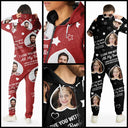 Gift For Couples,Funny - Custom Photo Funny I Love You With All My Heart - Personalized Overall Onesie Hooded Jumpsuit