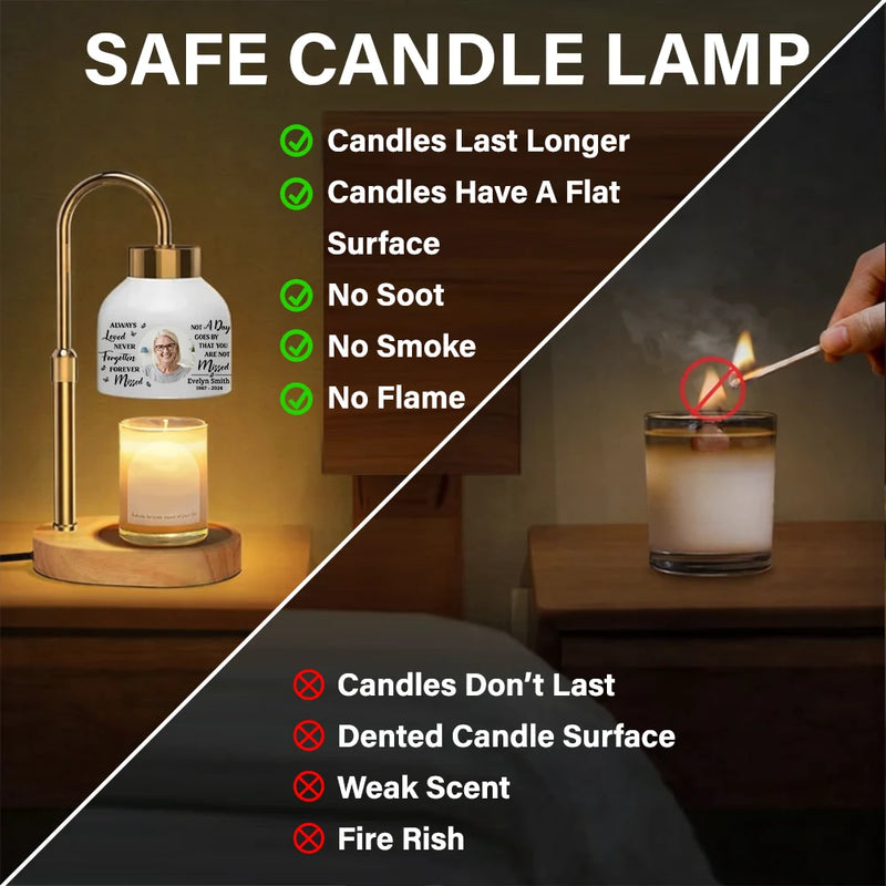 Memorial,Family,Love,Sad - Custom Photo Memorial Always Loved Never Forgotten - Personalized Candle Warmer Lamp