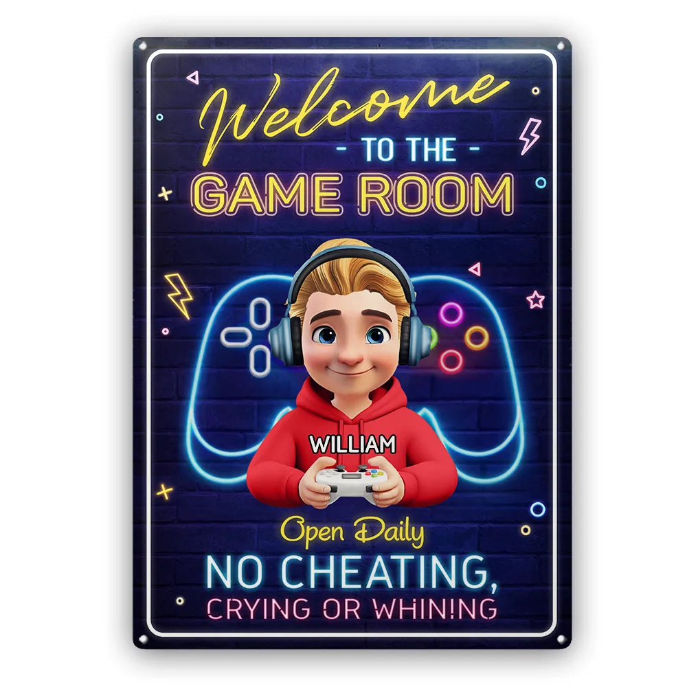 Gift For Yourself,Gift For Kids,Gift For Women,Gift For Men,Happy - Welcome To The Game Room - Personalized Classic Metal Signs