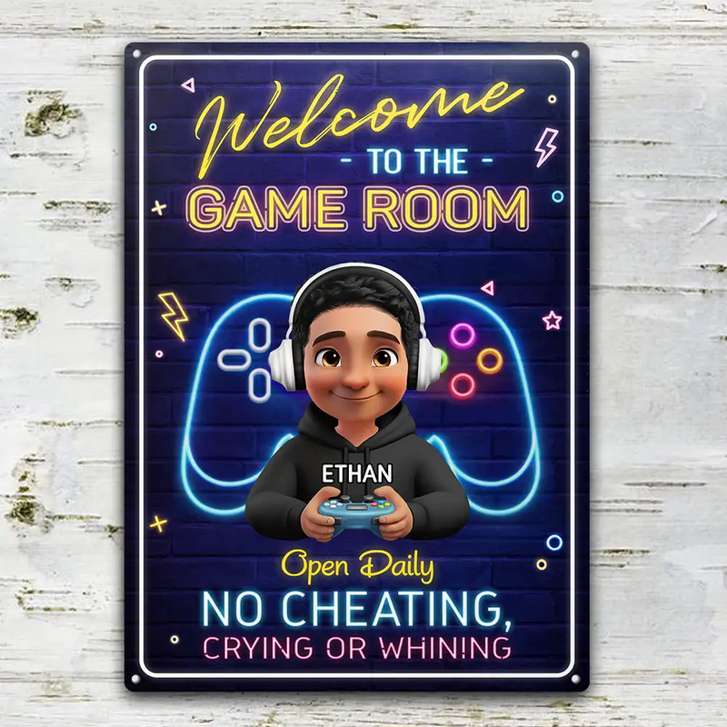 Gift For Yourself,Gift For Kids,Gift For Women,Gift For Men,Happy - Welcome To The Game Room - Personalized Classic Metal Signs