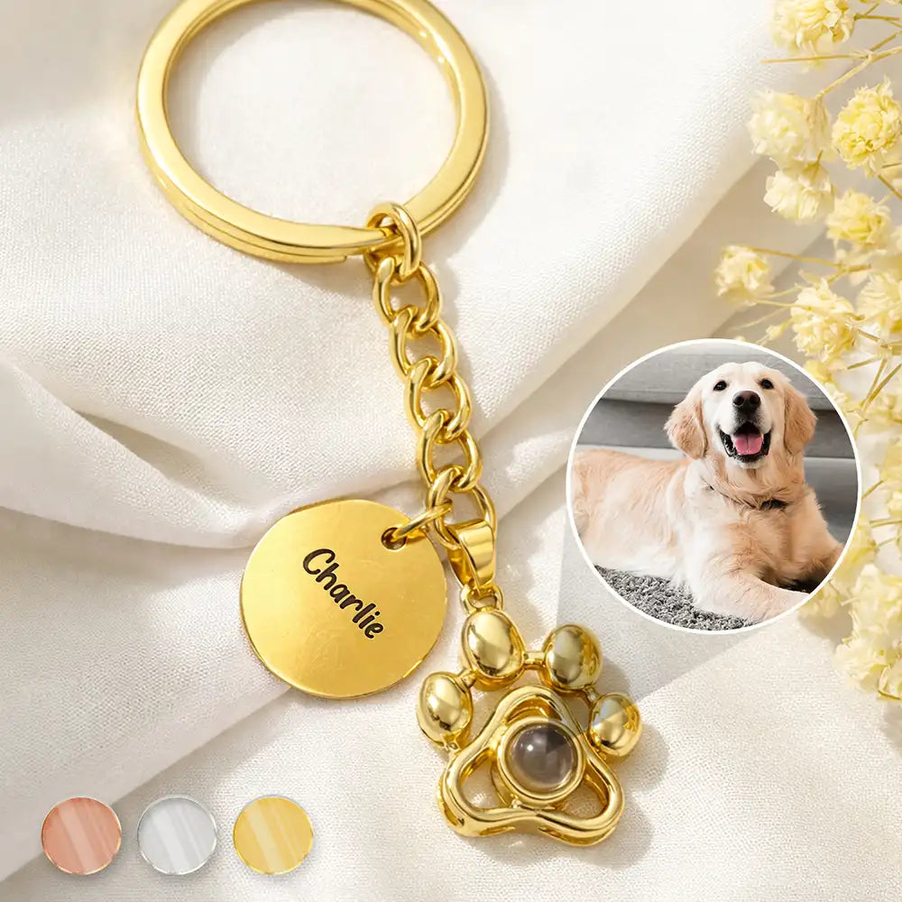 Custom Photo Adorable Pet Dog Cat - Personalized Custom Shaped Photo Projection Keychain